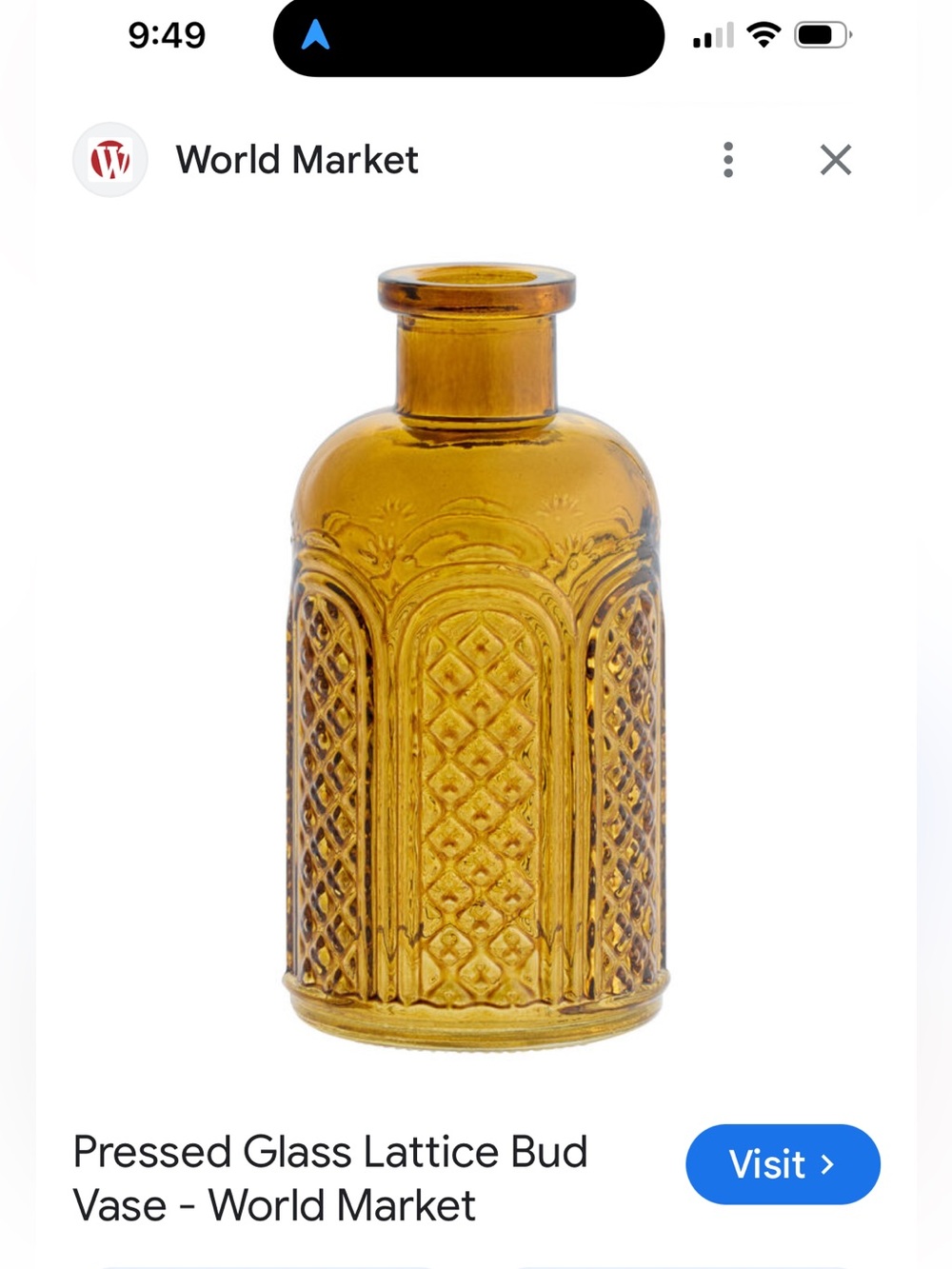 Cost Plus World Market Amber Glass Bud Vase